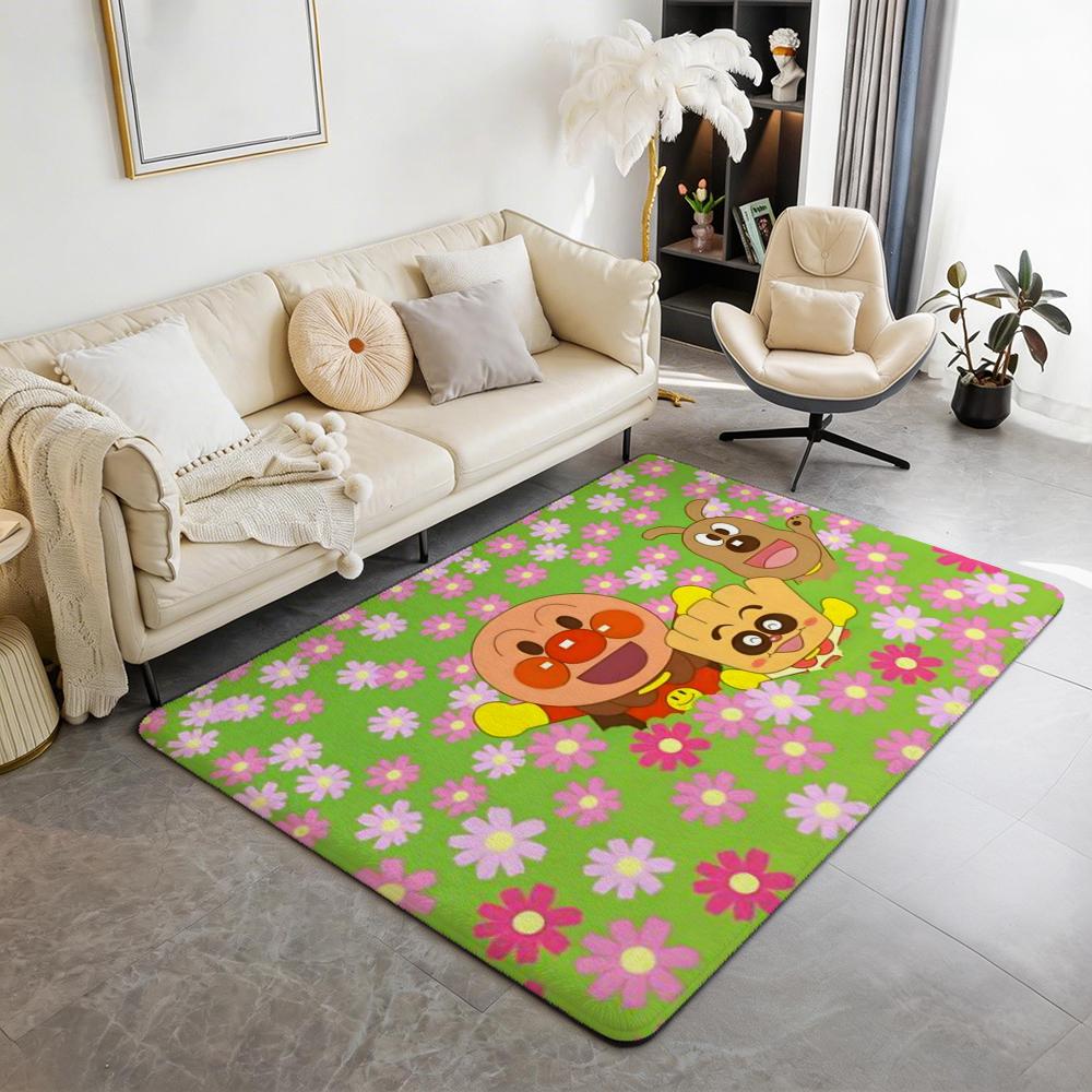 Cartoon A Anpanman Floor Mat Eco Flannel Doormat Non Slip Odorless Indoor Floor Rug Soft Short Plush Home Mat