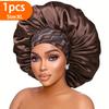 1PCS Satin Hair Bonnet For Women Elastic Wide Band Sleep Cap Silkly Satin Cap For Braid Curly Natural Straight Hair - Bathroom Accessories