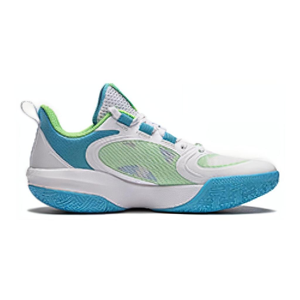 Li Ning Kids Light Foam Sports Comfortable Non-Slip Breathable Support Low-Top Basketball Shoes Kids Basketball Shoes White Blue YKBU046-5