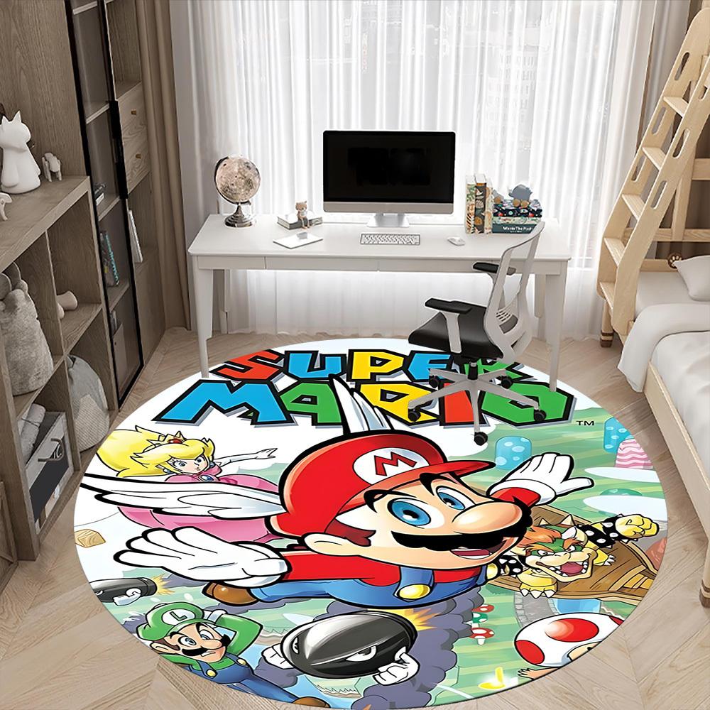 1pc Super Mario Bros. Office Round Area Rug, Under Office Chairs Bedroom Living Room Home Decor a1022284
