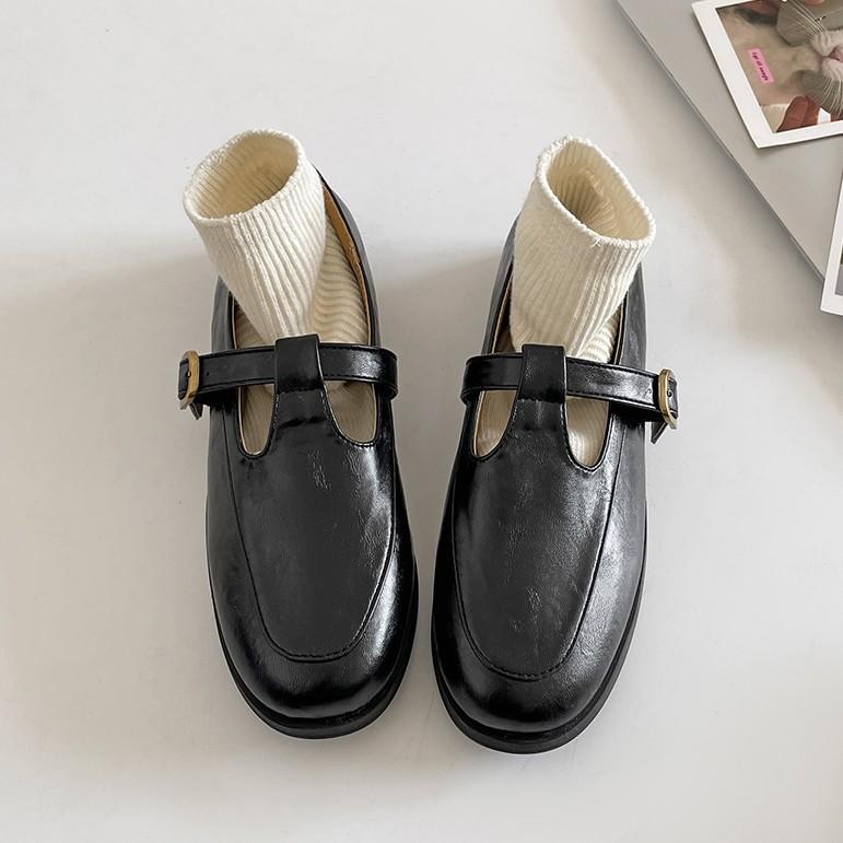 Легкий темперамент ретро британский стиль толстый каблук маленькие кожаные туфли женские новинка весна-осень 2025 юбка французские мокасины