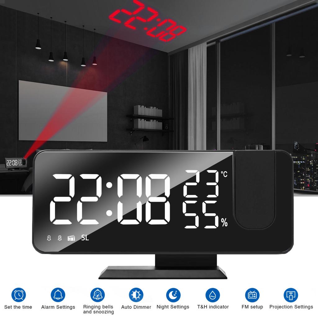 Digital Projection Alarm Clock Large LED Screen Alarm Clock Radio Loud Dual Alarm Clock for Heavy