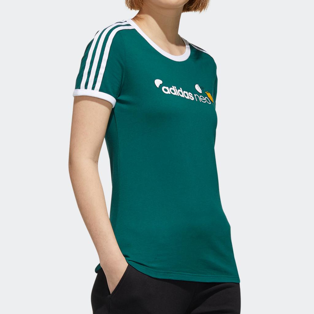 adidas Влагоотводящая футболка с круглым вырезом и коротким рукавом, женские топы, зеленый цвет GP5903