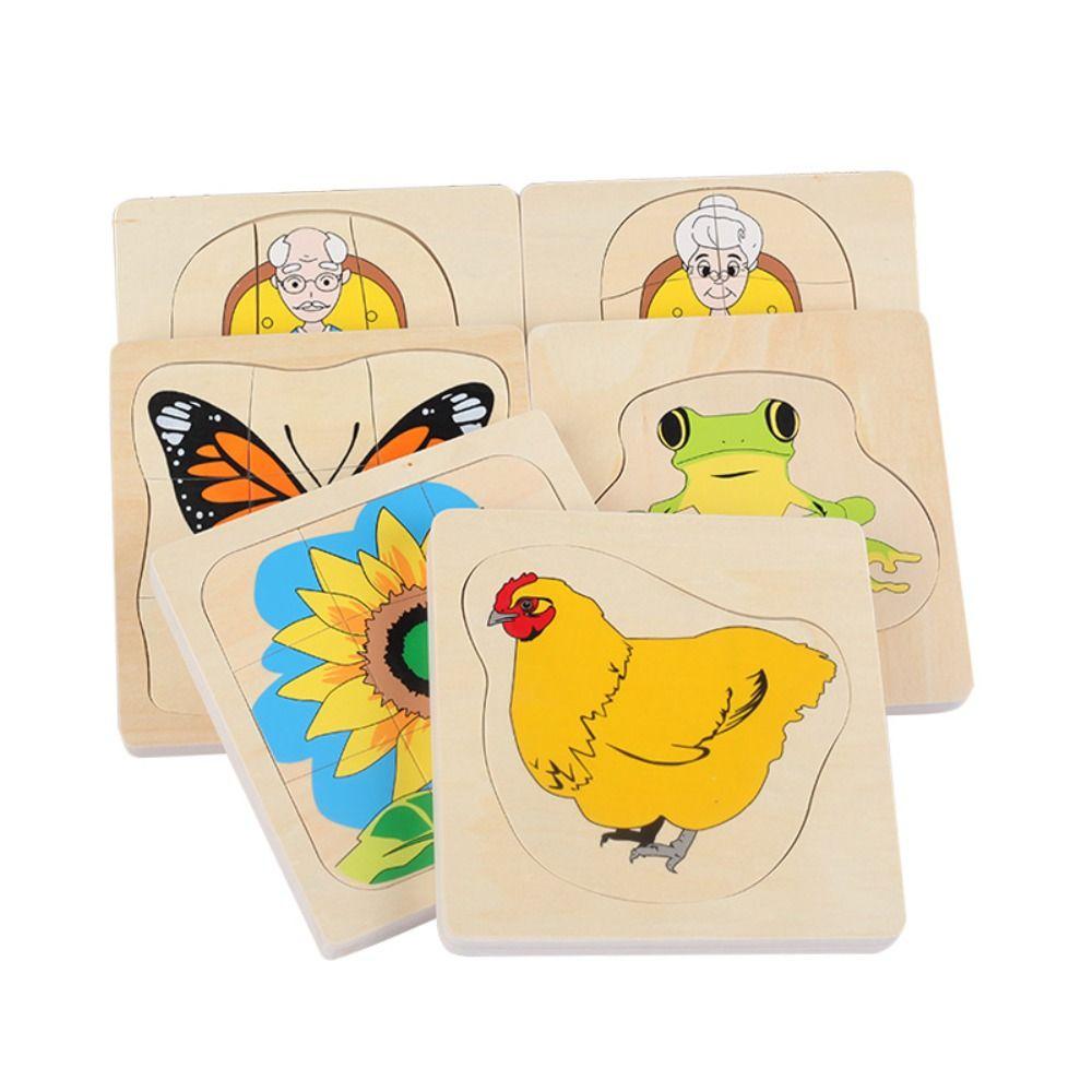 Montessori Multi-Layer Jigsaw Cognitive Growth Puzzles Wooden Toys Kindergarten Kids