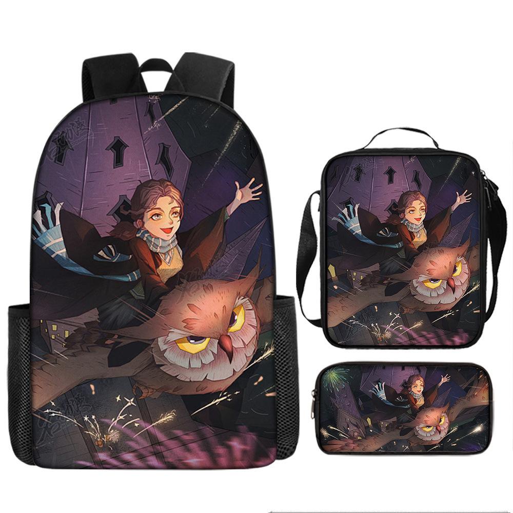 Harry Potter 3-Piece Backpack Set for School Students Large Capacity Bag Crossbody Pencil Case Set Kids Gift