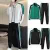 Fashion Korean Version Men's Patchwork Zippered Sportswear+Pants Set New Spring Autumn Casual Jogging Fitness Two-Piece Set