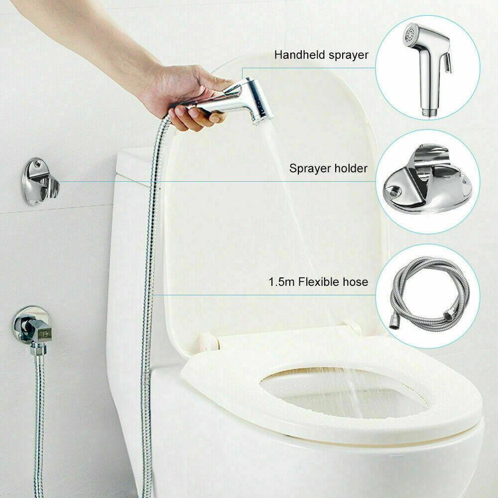 Chrome Bidet Shattaf Douche Spray Tap Hygienic Toilet Muslim Shower Head Hose