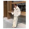 Autumn and Winter New Women's Cow Horn Button Fur Integrated Coat  Wind Resistant and Warm  Lamb Fur Thickened  Imitation Fur Sweet