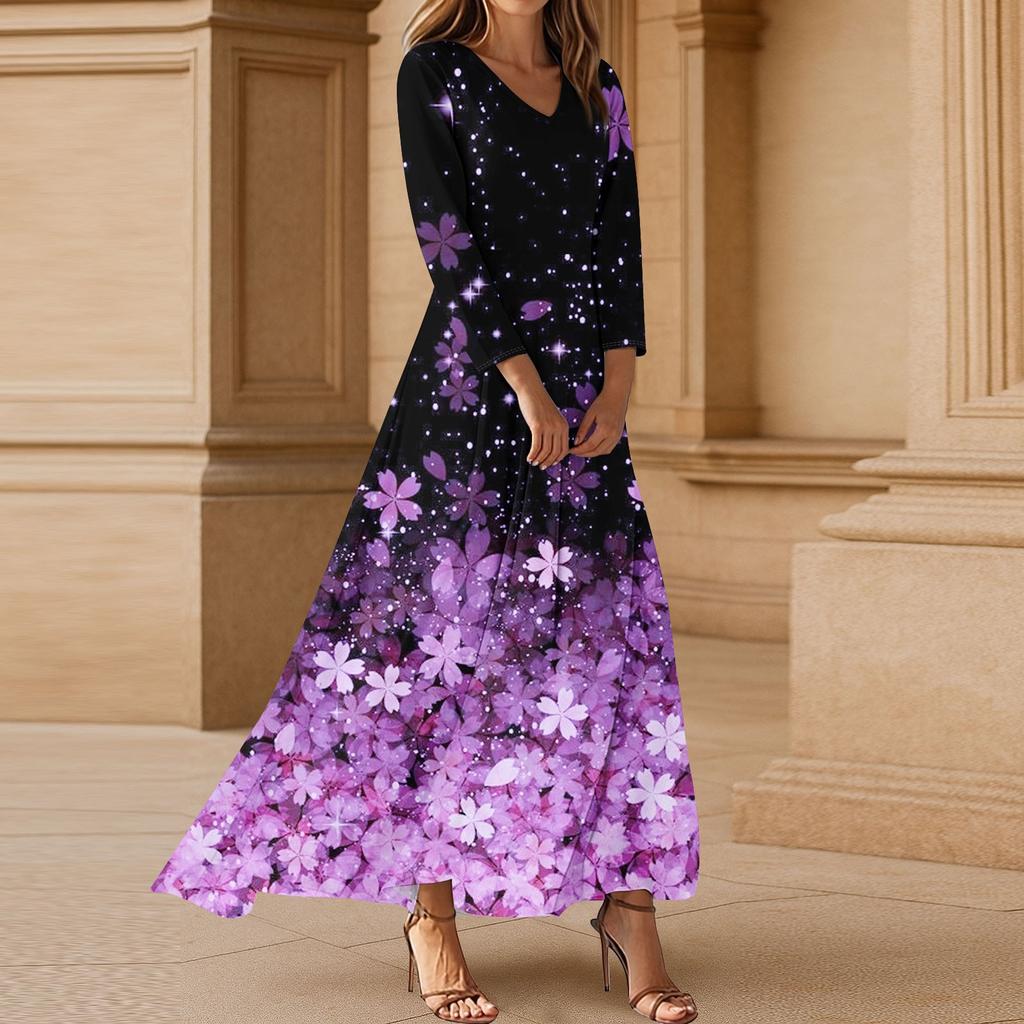 Платья для женщин Винтажное цветочное туниковое платье миди с завышенной талией Летнее повседневное платье с рукавом 3/4