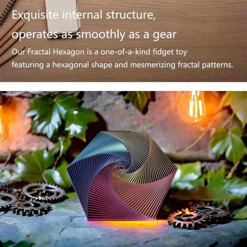 3D-печатный фрактальный гексагон-фиджет 3D-печатные шестиугольные игрушки для снятия стресса Шестиугольное фрактальное кольцо Игрушки-спирали