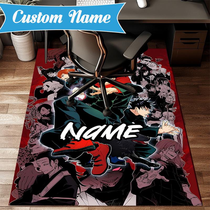 Custom Name Light Darkness Jujutsu Rug for Living Room, Game Rooms, Office, Bedroom, Floor Mat Playful Design, fan gifts Christmas decor