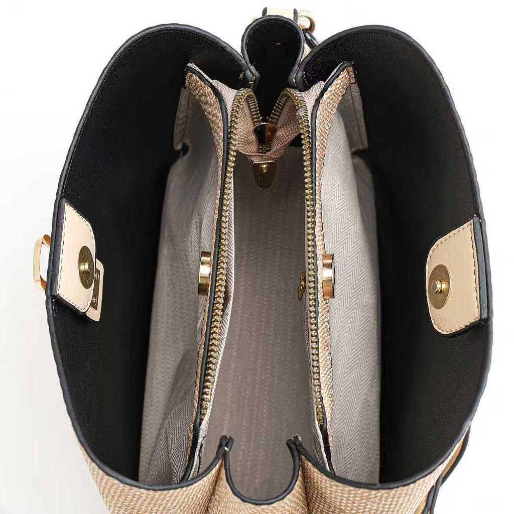 Fashionable Pu Water Bucket Bag For Women With Cable Stitching And Inner Zipper Compartments