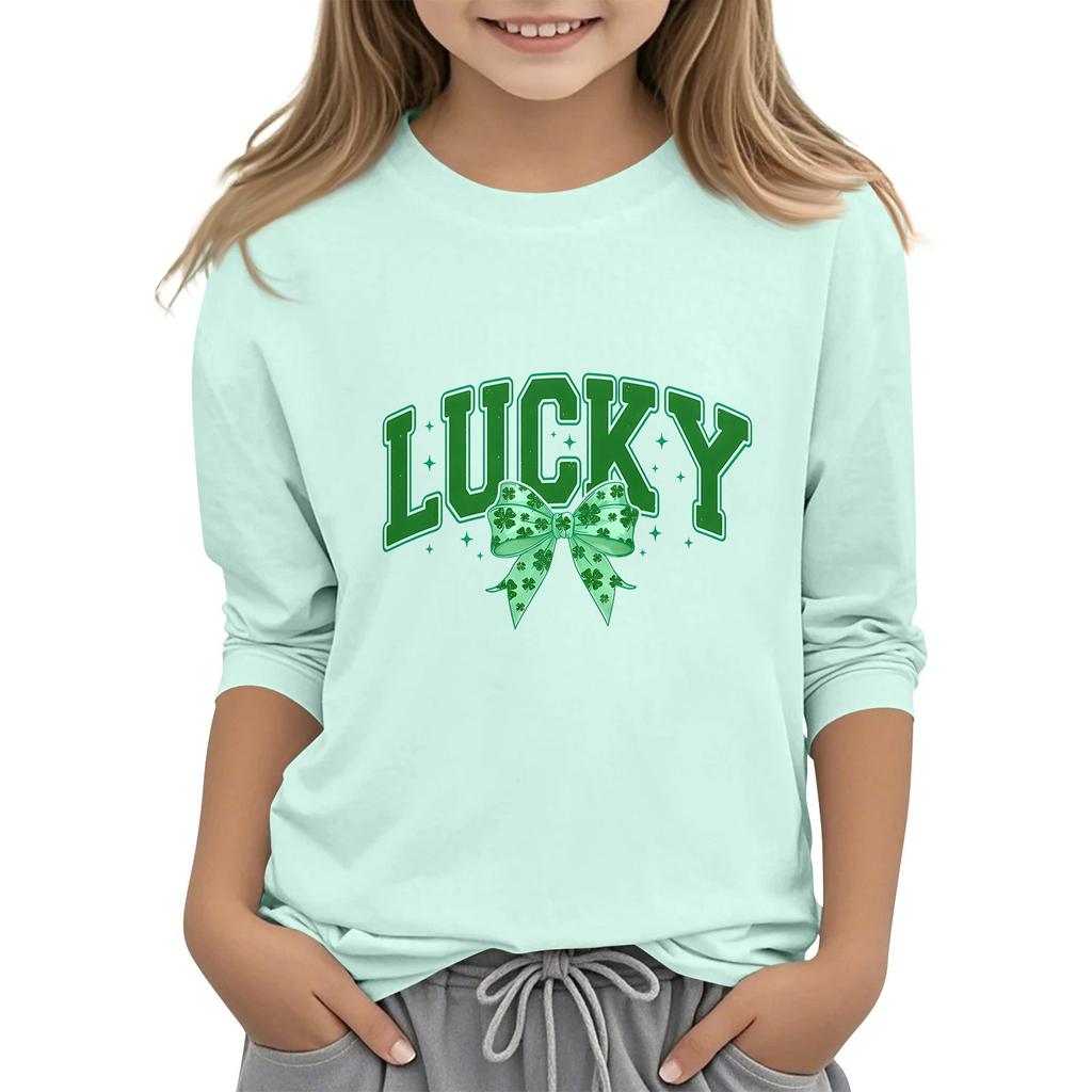 Детская повседневная футболка с принтом в виде воротника с надписью «Св. Патрик» и рукавами длиной 7 минут