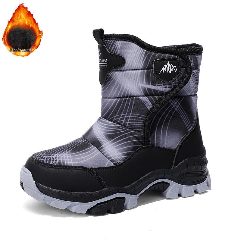 Детские зимние ботинки с высоким голенищем и флисовой подкладкой: Зимние ботинки с нескользящими стальными когтями для мальчиков и девочек