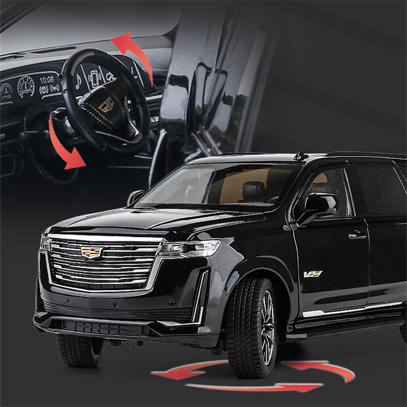 1/24 Cadillac Escalade SUV Alloy Luxy Car Model Diecasts Metal Off-road Vehicles Car Model Simulation Sound and Light Kids Gifts