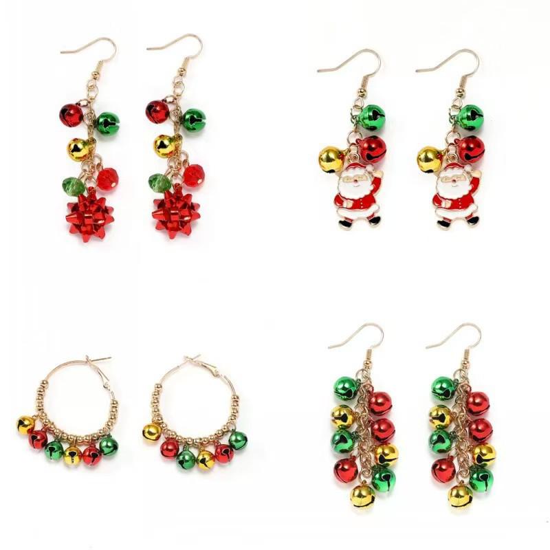 Colorful Christmas Earrings: Santa Claus & Snowman Pendants