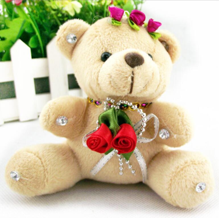 Медведь плюшевые игрушки маленькая подвеска свадебные медведи мягкая игрушка сделай сам мультфильм букет кукла для детей распродажа 10 см рождество
