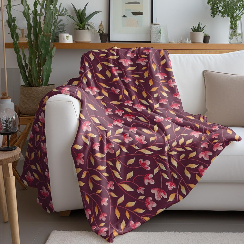 Soft Cozy Watercolor Floral Fleece Blanket Throw for Women Girls Sofa Bed Decoration Gift