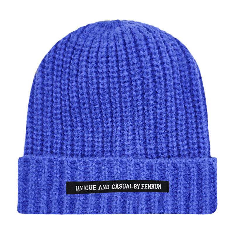 Casual Unique And By Fenrun Letter Print Knitted Hat Thick Striped Cap Warm