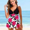 Женский купальник с плечевым ремнем, красивый купальник с розовой гвоздикой и принтом бикини, короткий топ на бретелях, купальник