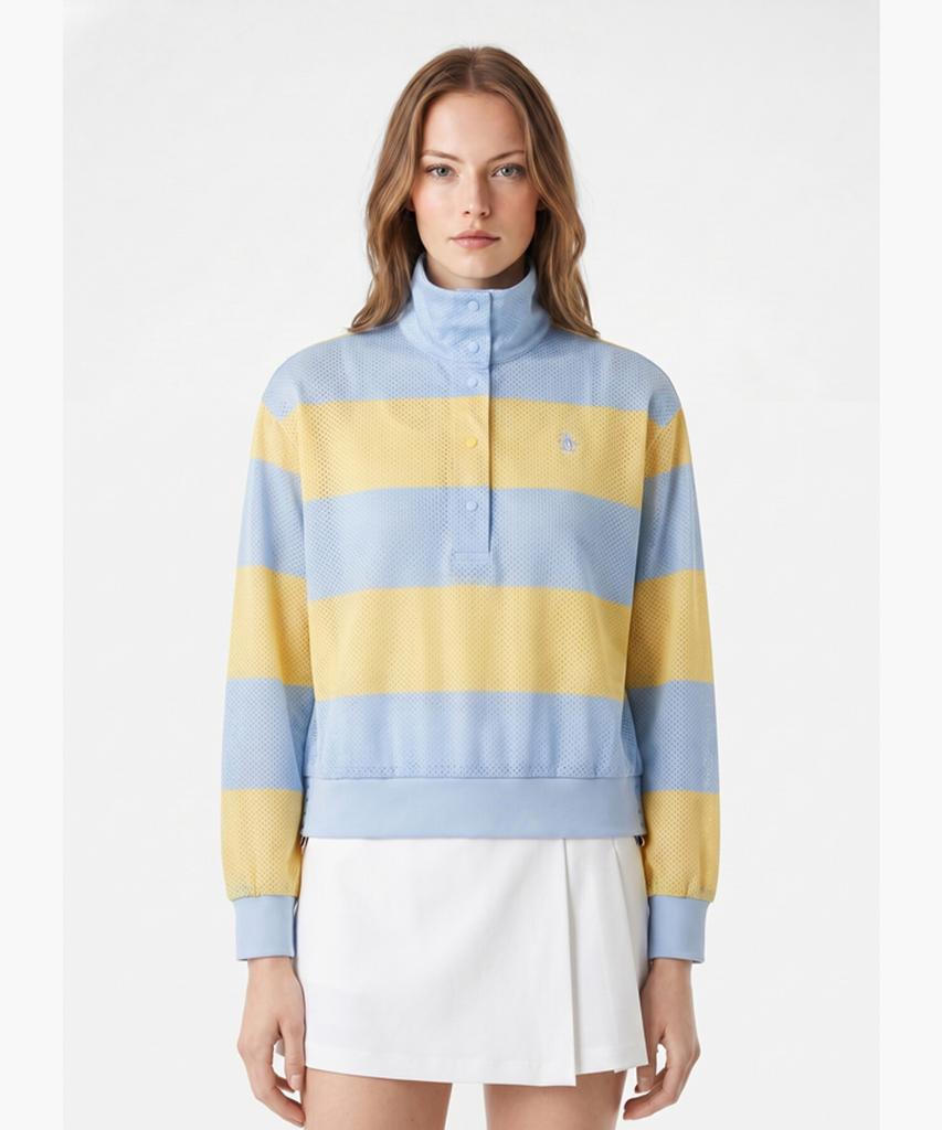 Meonsingweeo Women'S Striped Variation Sweatshirt Light Blue Mr222Ltl41