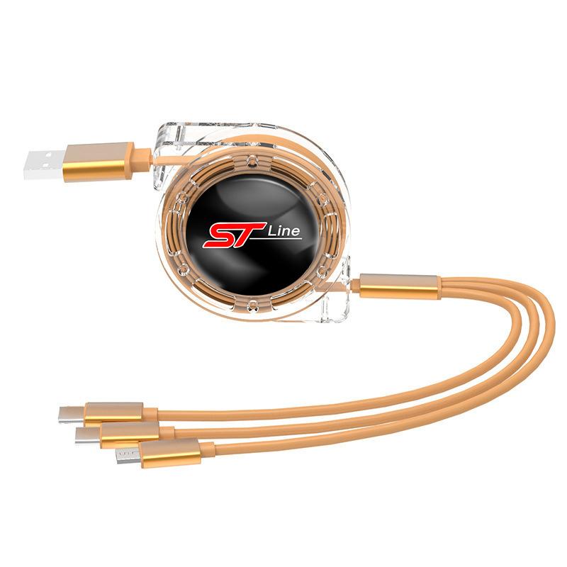3 In 1 Micro USB Type C Charging Cable Multi Charger For Ford S MAX Ranger Focus Fiesta Mondeo Kuga Mustang Escort KA Ecosport KL1