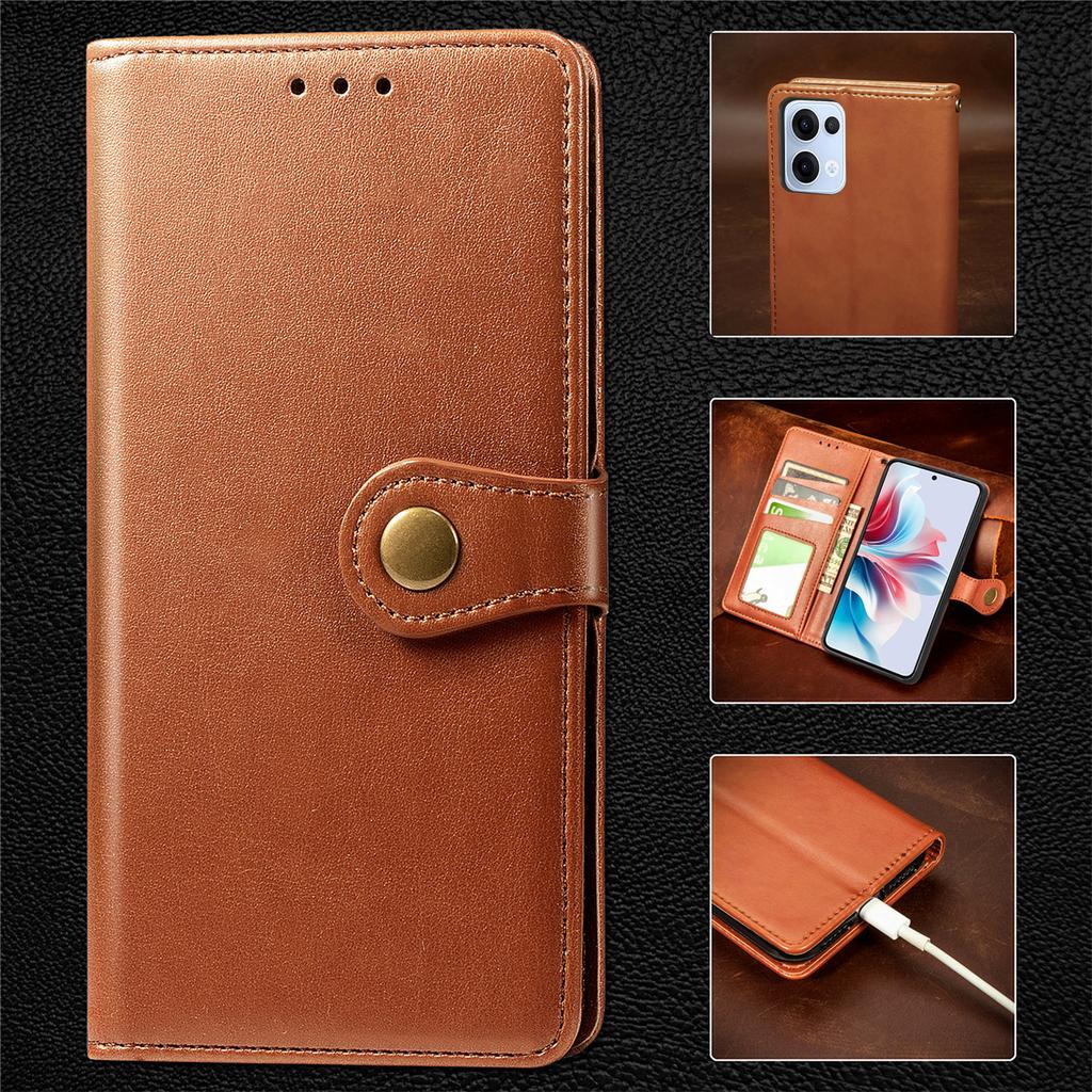 For Oppo Reno13 5G (Global) Case Leather Phone Case Wallet Stand Cover with Wrist Strap
