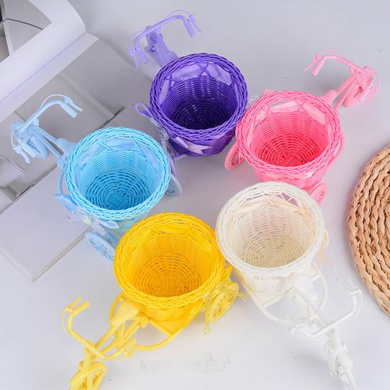 Bicycle Artificial Woven Flower Basket Tricycle Planter Large Capacity Multi-Function Decorative Nostalgic Plant Rack Flower Stand