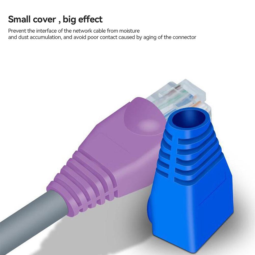100 шт. разноцветных CAT5E CAT6 RJ45 Ethernet сетевых кабелей защитные чехлы для кабельных разъемов крышки вилки