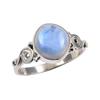 Кольцо из стерлингового серебра 925 пробы с натуральным радужным лунным камнем, размер 5,5 t9P27