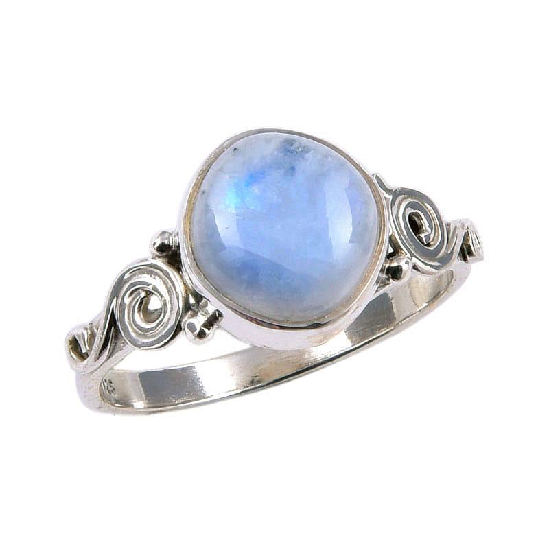 Кольцо из стерлингового серебра 925 пробы с натуральным радужным лунным камнем, размер 5,5 t9P27