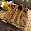 Thick Winter Warm 100% Fur Jacket.Air Force B3 Tpye Genuine Shearling Coat.Men Real Wool Cloth