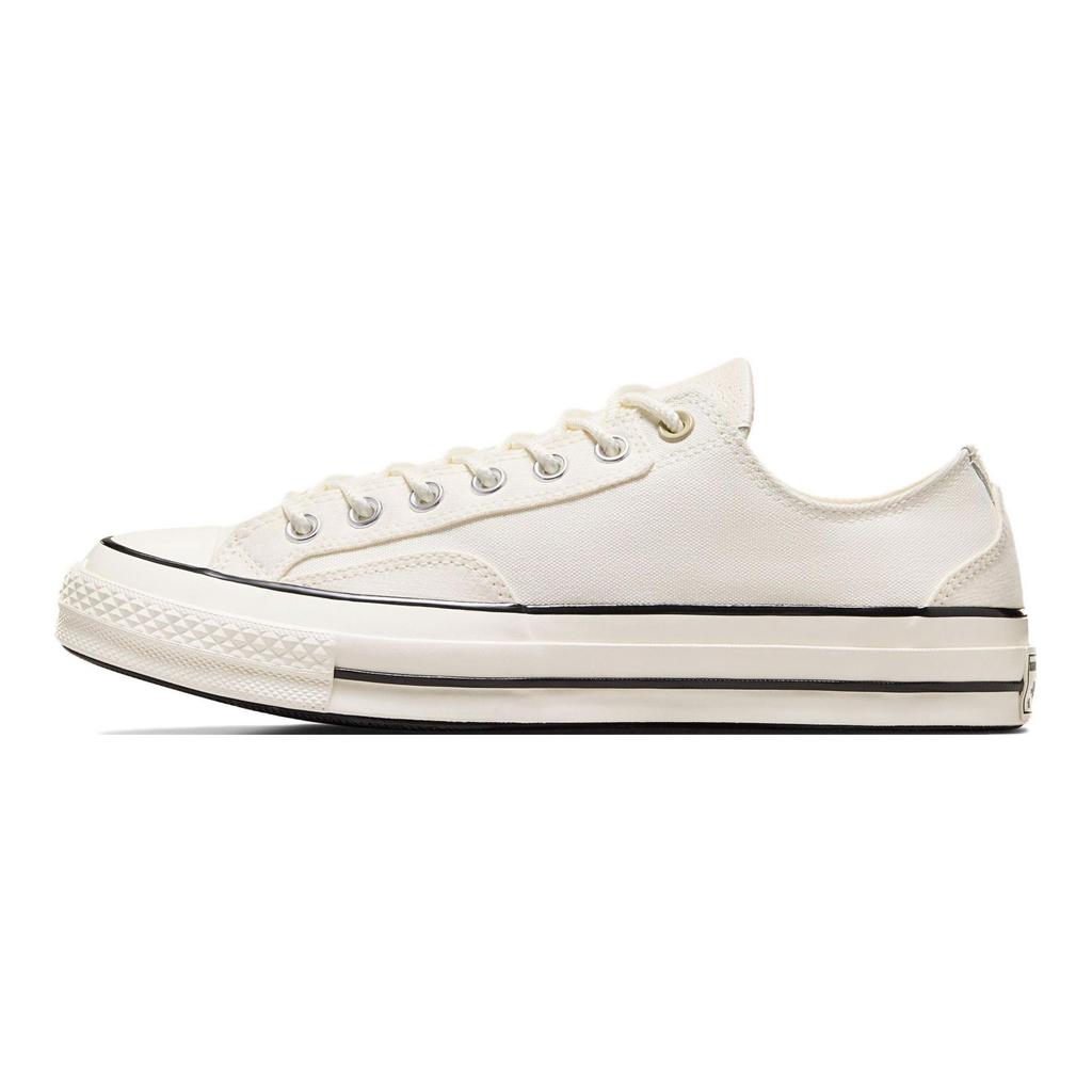 Converse Chuck 70 Low Canvas & Leather - Белые кроссовки унисекс Egret Beach-Stone Black A08762C