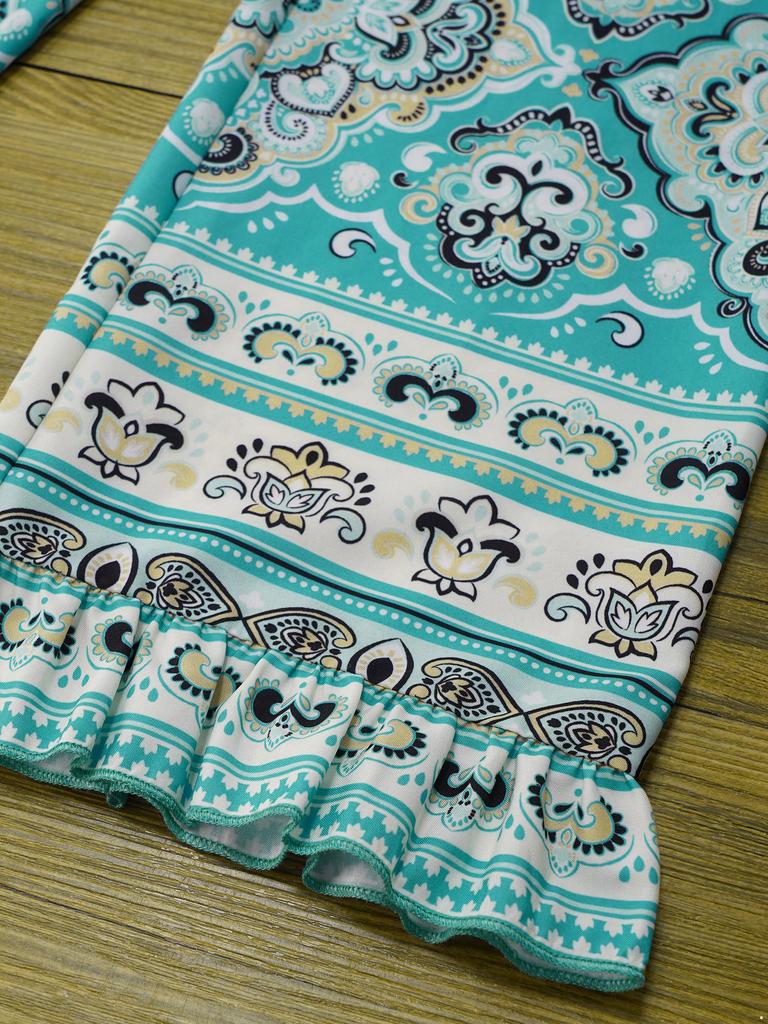 Детский комбинезон без рукавов с цветочным принтом и широкими штанинами для девочек, цельный комбинезон в стиле бохо с поясом, летний сарафан, комбинезон