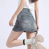 Women's American Retro High-Waisted Slim Denim Skirt - Summer Hot Girl Style, Large Size, Tight Fit, Short 