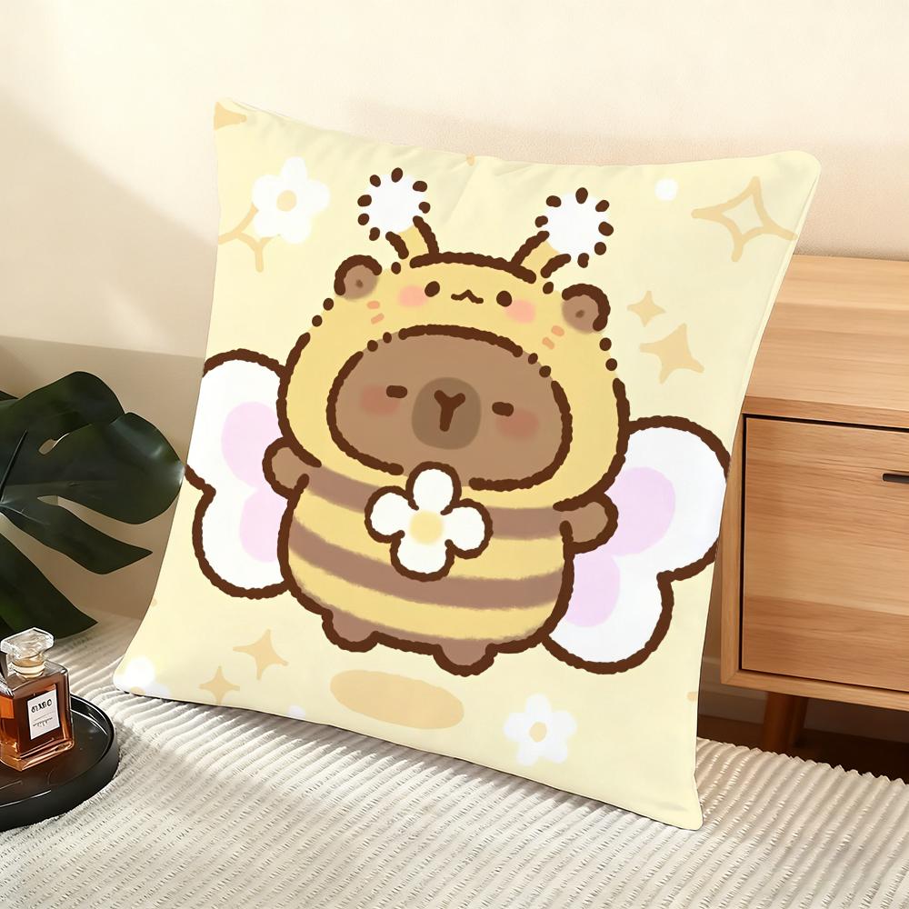 Cute Ccapybara Cushion Cover Soft Short Plush Pillow Cover Smooth Cozy Texture Aesthetic Cushion Case Home Decor