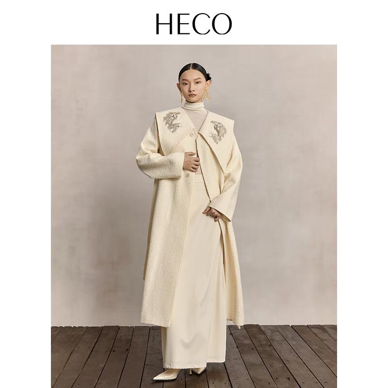 HECO New Chinese Style Winter Wool Blend Long Overcoat for Women