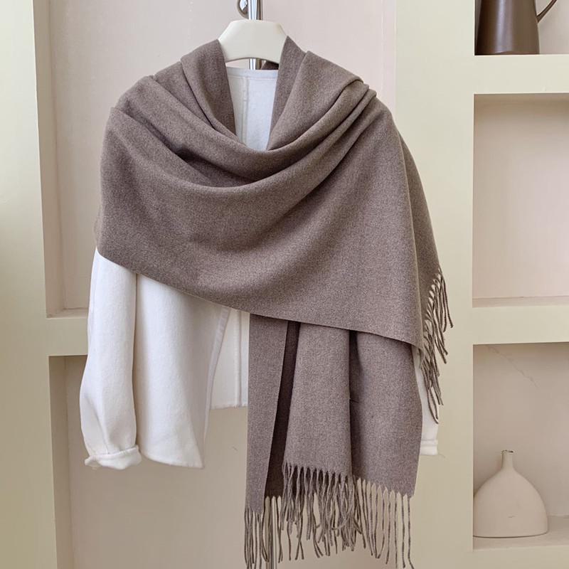Women's Winter Japanese & Korean Solid Color Shawl - Premium Imitation Cashmere, Custom Logo, Long Autumn/Winter Scarf