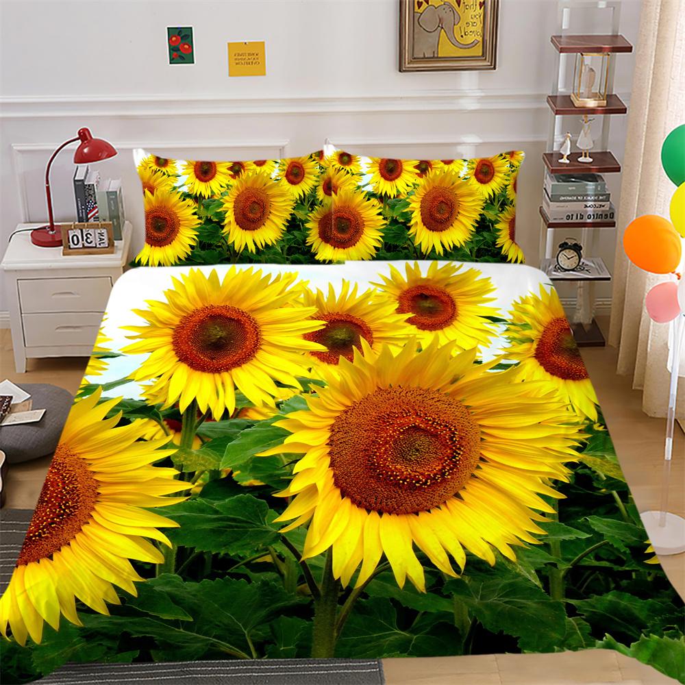 Комплект пододеяльников с 3D принтом цветов, постельное белье, двойной размер, полиэстеровые покрывала, модное домашнее постельное белье