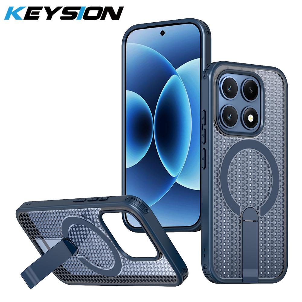 KEYSION Полый Магнитный Чехол с Охлаждением MagSafe для Xiaomi 17 Охлаждающий Скрытый Стенд Ударопрочный Чехол для Телефона для Xiaomi 17