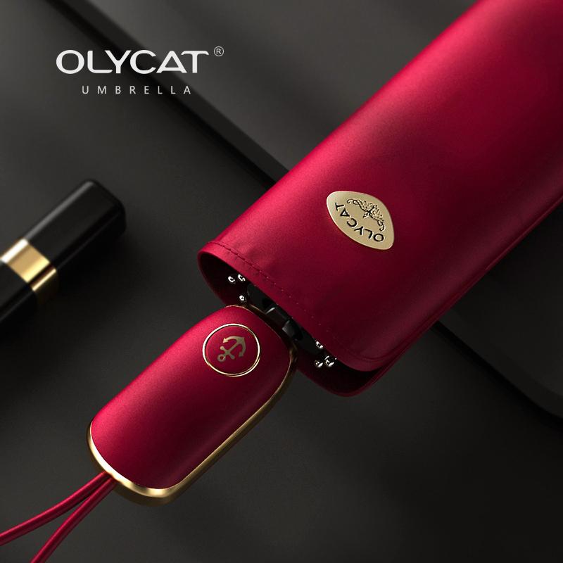 OLYCAT плоский автоматический зонт для женщин, летний складной УФ-зонтик для девочек, ветрозащитный зонт от солнца, роскошные уличные зонты
