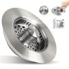 5-in-1 Stainless Steel Sink Aid - Pop-Up Drain Stopper, Food Catcher & Odor Filter with Drain Basket, Rust-Resistant Kitchen Sink Strainer
