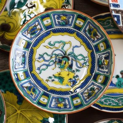 Тарелка Washa no Kura, стильная миниатюрная тарелка Kutani Ware, старинная цветная иллюстрация сокровища Phoenix, маленькая тарелка, брендовая тарелка для сервировки