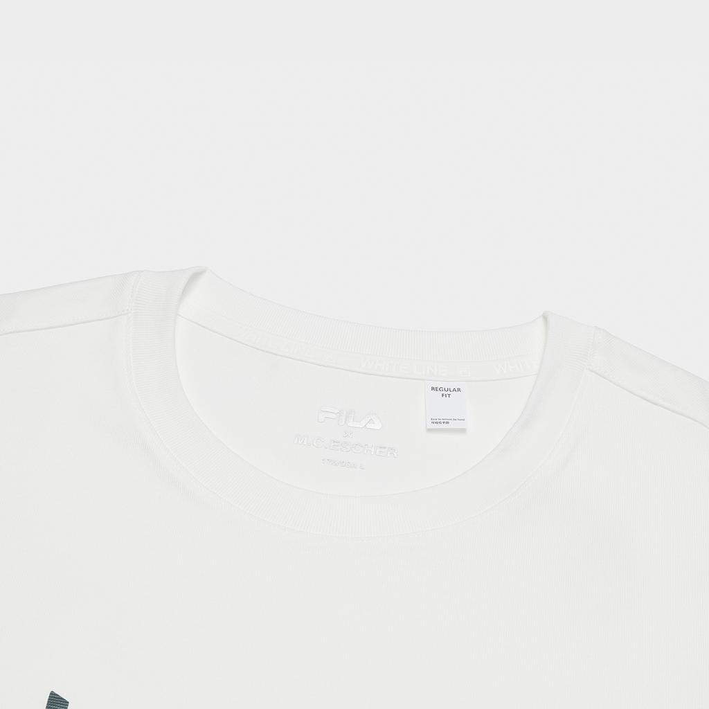 Fila X M.C. ESCHER Heritage Series Fashion Casual Short Sleeve T-Shirt Men Tops Cloud-Mushroom-White F11M538104F-WT