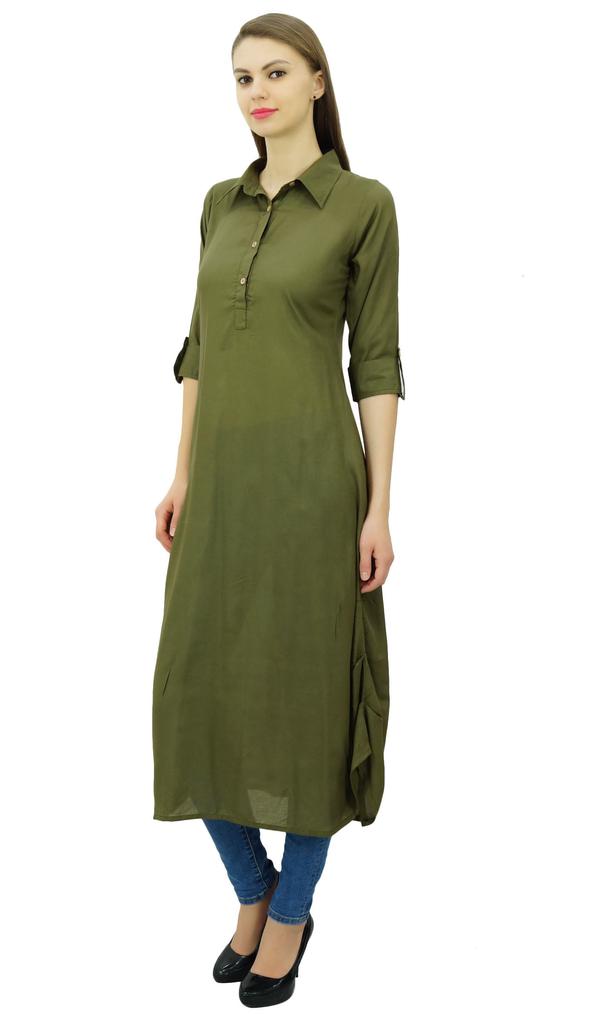 Phagun Индийская хлопковая смесь Курти Курта Повседневная одежда Воротник Туника Для