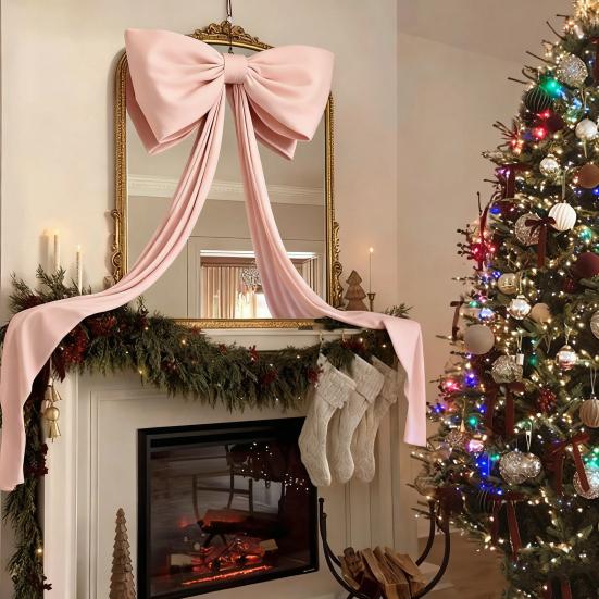 71 дюймовый Рождественский бант-верхушка Красный бархатный Большой бант Рождественское украшение Праздничный декор для Домашних венков Настенный Праздничный