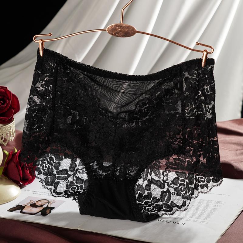 Women High Waist Briefs Lace Floral Panties Sexy Transparent Underwear Seamless Female Hollow Out Lingerie