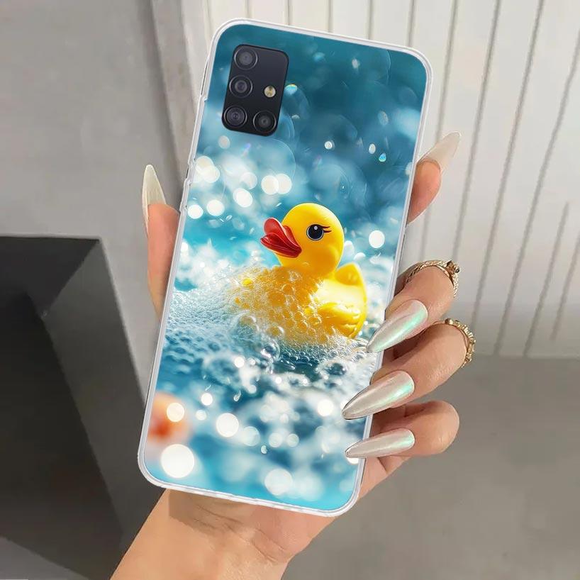 Чехол для телефона с резиновыми уточками для бассейна для Samsung Galaxy A52 A32 A22 A12 A02S A50S A30S A10S Note 20 Ultra 10 Plus S10 A31 A20 A