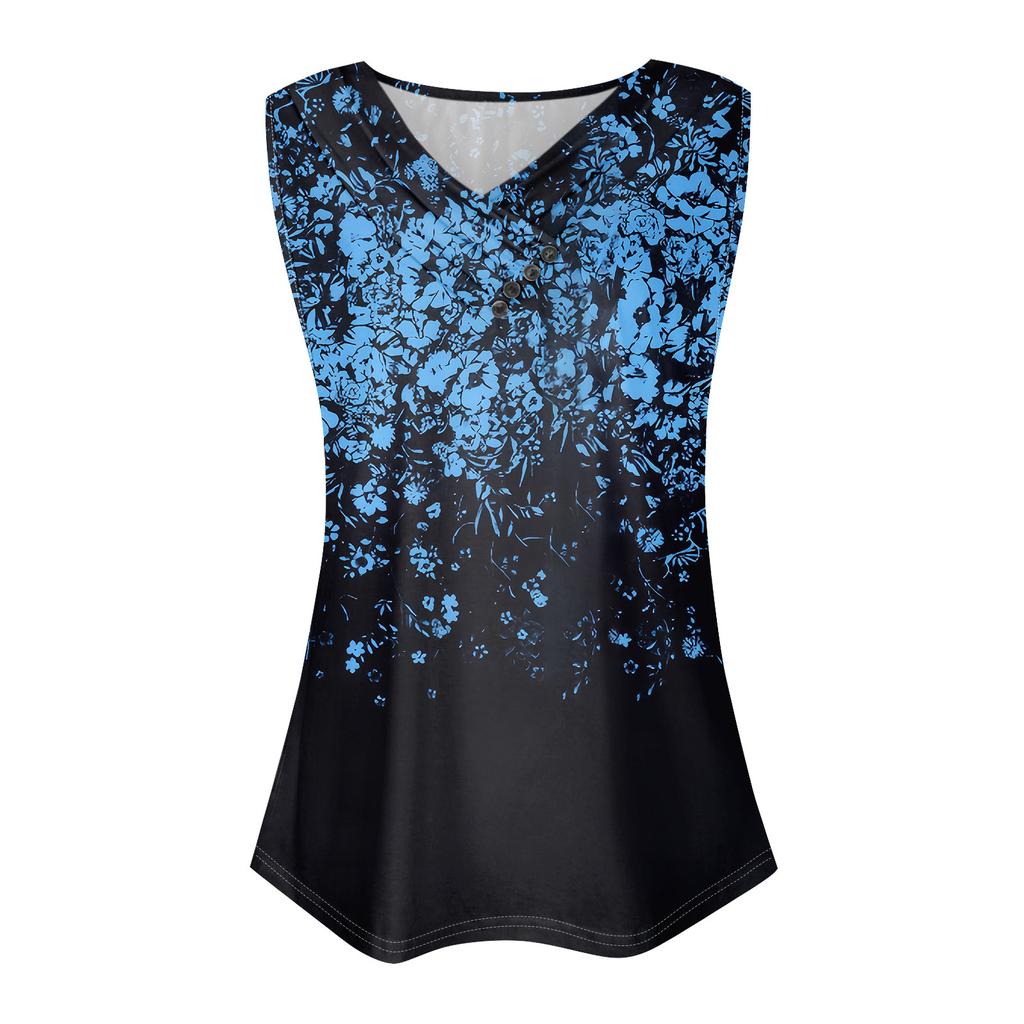 Летние женские топы на бретелях с v-образным вырезом, повседневные рубашки без рукавов с принтом, повседневные свободные плиссированные футболки, футболки, женская блузка