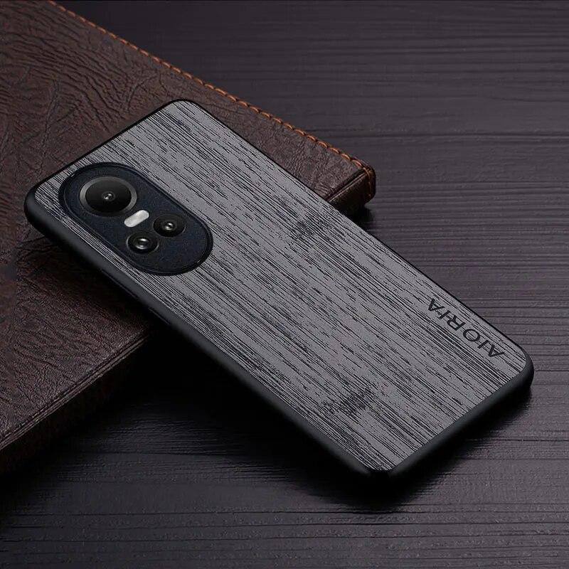 Case for Oppo Reno 10 Pro Reno10 Pro Plus 5G Funda Bamboo Wood Pattern Luxury Leather Phone Coque for Oppo Reno 10 Pro Case Capa